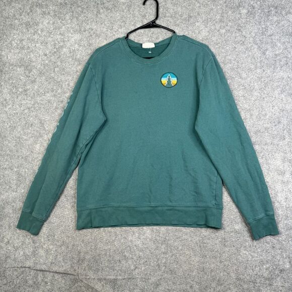 Life Is Good Sweatshirt Mens Medium Blue Green Long Sleeves Crew Neck Pullover - Picture 1 of 9
